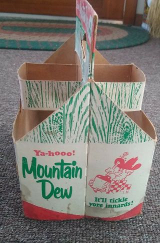 Very Rare 1960s MOUNTAIN DEW Hillbilly 6 Pack Cardboard BOTTLE CARRIER 3