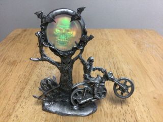 Gallo Pewter Skeleton On Motorcycle Skull Hologram Ridolfi 92