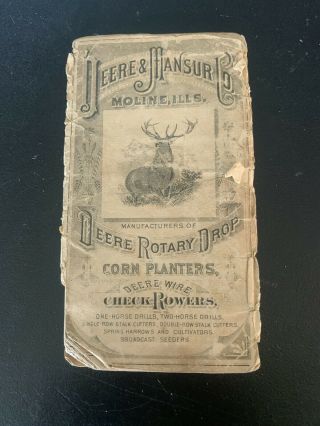 1883 John Deere Mansur Farmer’s Pocket Companion Advertising Ledger Sign Plow