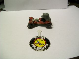 1969 Vintage Hot Wheels Redline Red Baron With Matching Button