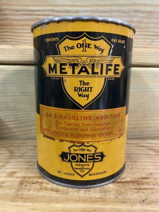 Metalife 1 Qt Gasoline Additive Can,  Would Look With Oil Cans St.  Louis Mo