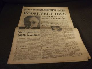 April 13 1945 Stars And Stripes Newspaper Paris Edition Roosevelt Dies