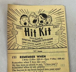 Wwii Army Navy Hit Kit V - Disc Song Brochure Special Services