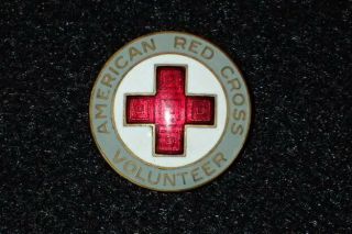 Ww2 Us American Red Cross Volunteer Lapel Pin Back Enamel Type Good Arc