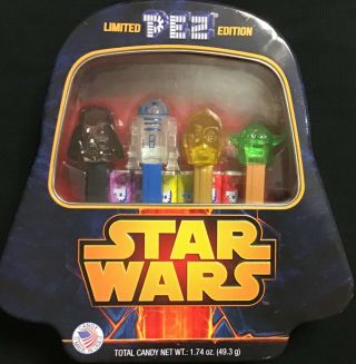 Star Wars Limited Edition Pez Gift Tin,  4 Dispensers,  6 Rolls Of Pez -