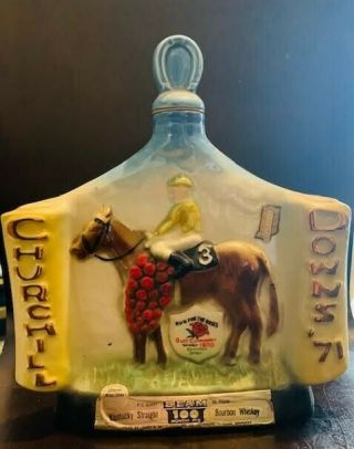 Vintage 1971 97th Kentucky Derby Jim Beam Whiskey Decanter Bottle