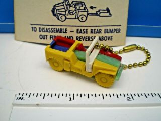 Vintage Jeep 1950s Plastic Keychain Puzzle With The Card
