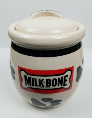 Vintage Milk - Bone Brand Dog Treat Ceramic Canister Cookie Jar Crock Doggy Chew
