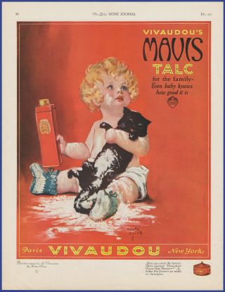 Vintage 1923 Vivaudou Mavis Paris Perfume Face Powder Henry Clive Art Print Ad