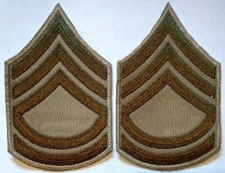 Nos Khaki Embroidered On Twill Ww2 Us Army Sergeant 1st Class Chevrons