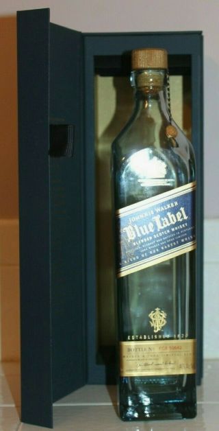 Empty Johnnie Walker Blue Label Scotch Whisky Bottle,  Cork & Box 750ml Whiskey