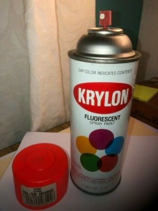 Vintage Krylon Spray Paint Can 3102 Fluorescent Glowing Yellow Orange - Nos