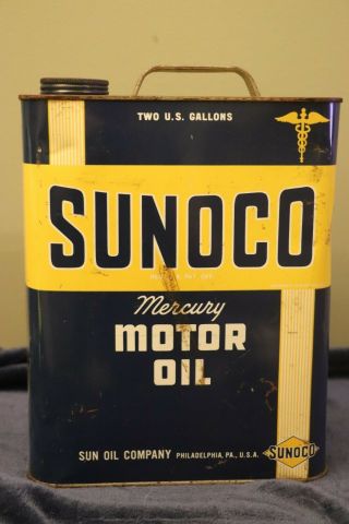 Sunoco Mercury Motor Oil 2 Gallon Can - Vintage