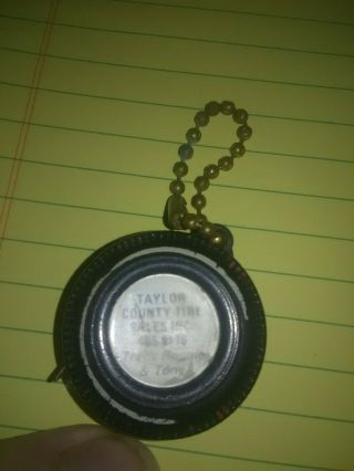 Vintage Taylor County Tire Sales Advertising Tire Key Chain 36 " Tape Measure