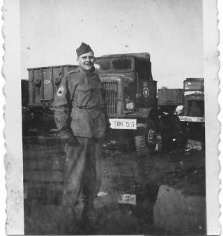 Photo Wwii Era Of Us Army Sergeant1st Class Soldier By Truck Ph110