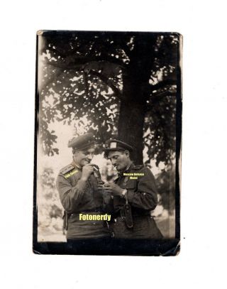 WWII Soviet Photo Tank Forces Officers Smoking Goggles Camera Moscow Defense a1 2