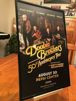 Big 11x17 Framed Doobie Brothers Live In Denver " 50th Anniversary Tour " Poster