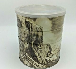 Vintage Hills Bros Ansel Adams Coffee Tin Can W/ Lid 7  Winter Morning Yosimite