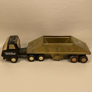Vintage Tonka Gold And Black Bottom Dump Tractor Trailer Semi Truck