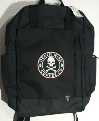 Death Wish Coffee Co Tranzip Black Backpack 15 " X 18 " Nwt