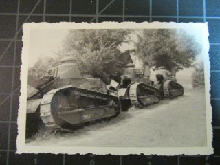 Wwii German Photo Combat Soldiers Abandoned French Char B On Road