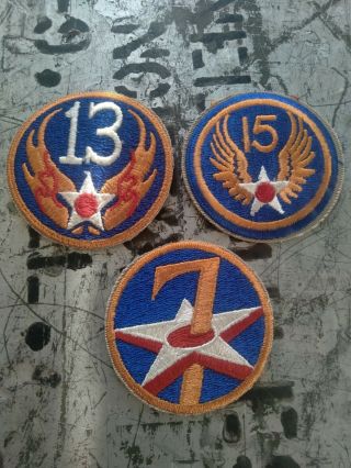 3 Military Wwii Ww2 Aaf Aac Us Army Air Forces Corps Patches Ssi 7th 13th 15th