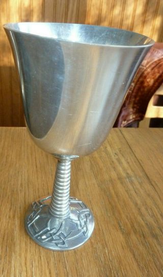 Vintage St Justin Pewter Chalice Wine Glass Goblet