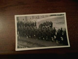 Rppc Real Photo Pc Wwii Ww2 German Soldiers Marching With Band