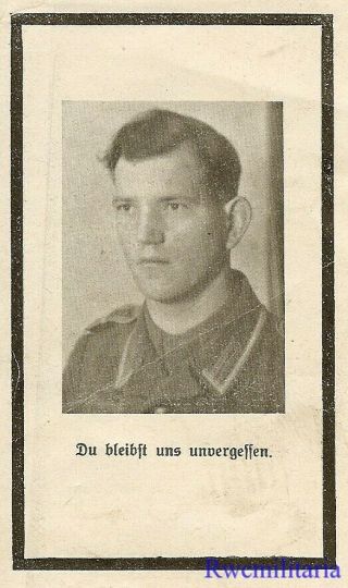 Death Notice: Wehrmacht Unteroffizier Kia In Russia 1944