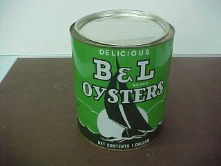 B & L Oyster Can 1 Gallon Bivalve Oyster Packing Co.  Princess Anne,  Md