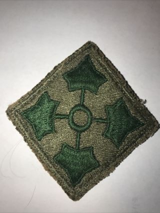 Ww2 4th Division Patch Off Uniform White Back