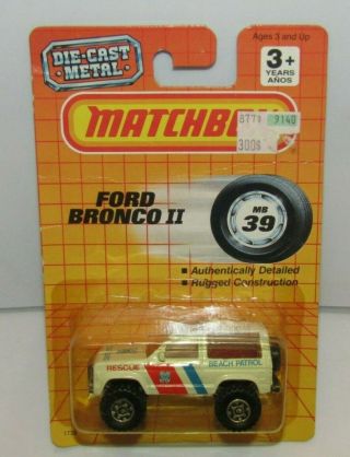 Matchbox Superfast Mb39 Ford Bronco Ii " Beach Patrol "