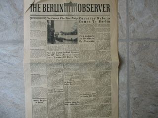 " The Berlin Observer " Newspaper Of Berlin Military Post Issue 150,  June 25,  1948