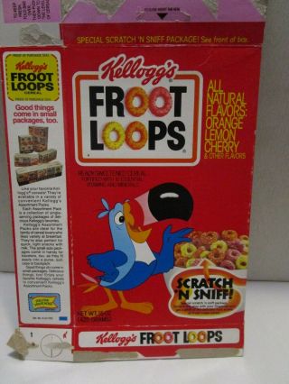 Vintage 1983 Froot Loops Scratch N Sniff Cereal Box Flat