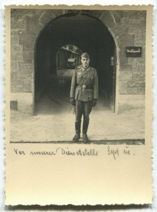 German Wwii Small Size Photo: Wehrmacht Soldier Posing On Camera