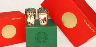 Starbucks - 2016 - Polar Bear & Penguin Ceramic Christmas Ornaments