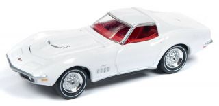 1/64 Johnny Lightning Muscle Cars 1969 Chevrolet Corvette In Can Am White