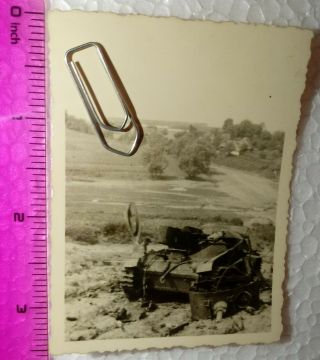 012 Ww2 Orig.  German Photo Destroyed Tank Panzer 2.  5 X 3.  5 Inch