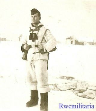 Awesome Wehrmacht Officer In Winter Camo W/ Mp - 40 Sub - Mg; Russia