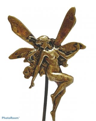 Winged Fairy Nymph Vintage Hat Stick Pin Jewelry Brooch Nude Figure Art Nouveau
