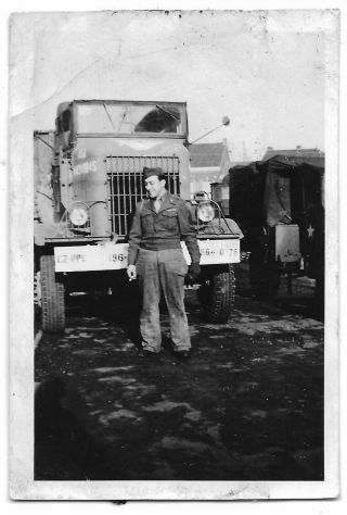 Photo Wwii Era Of An Army Soldier Smoking In Front Of A Truck Ph60
