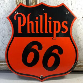 Vintage Porcelain Phillips 66 Gasoline Oil Sign