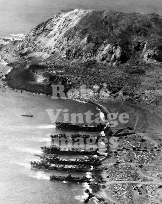 Iwo Jima Aerial Photo Usa American Beach Landing Mt Suribachi 8x10 Wwii