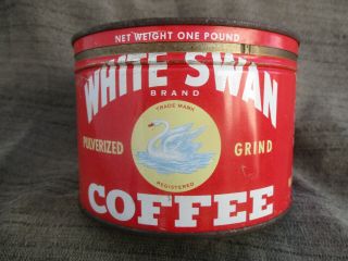 VINTAGE WHITE SWAN COFFEE TIN 1 LB KEY - WIND CAN WAPLES PLATTER CO.  DALLAS,  TEXAS 2