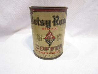Vintage Betsy Ross Coffee Can Akron Grocery 1 Pound Tin Litho Advertising