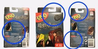 Uno Harry Potter.  Cards Games Set With Damage Packaging.