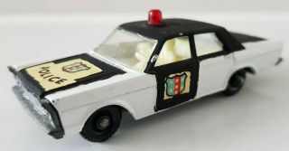 Matchbox Lesney Ford Galaxie Police Car No.  55 59 1966 Red Light Tow Bar Code 3