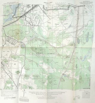 1944 War Dept Army Corps Of Engineers Fort Lewis Washington Ww2 Topographic Map