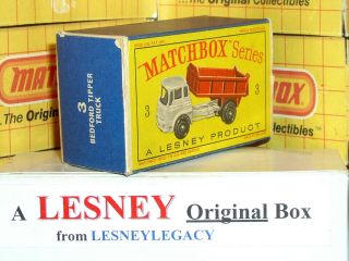 Matchbox Lesney 3b Bedford Tipper Truck Red Type D Empty Box Only