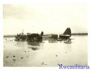 Org.  Photo: Shot Down Luftwaffe Ju - 88 Bomber On Beach; North Africa (2)